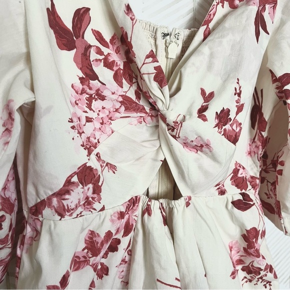 🔆 Abercrombie & Fitch Pink Floral Cutout Poplin Mini Dress - Small - Picture 3 of 7